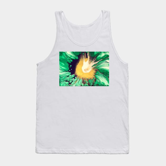 Emerald Gold Floral Centre Tank Top by Sasa-paints